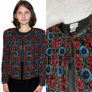 Stenay Vintage Women’s Sequined Cardigan Evening Jacket 80’s Long Sleeves